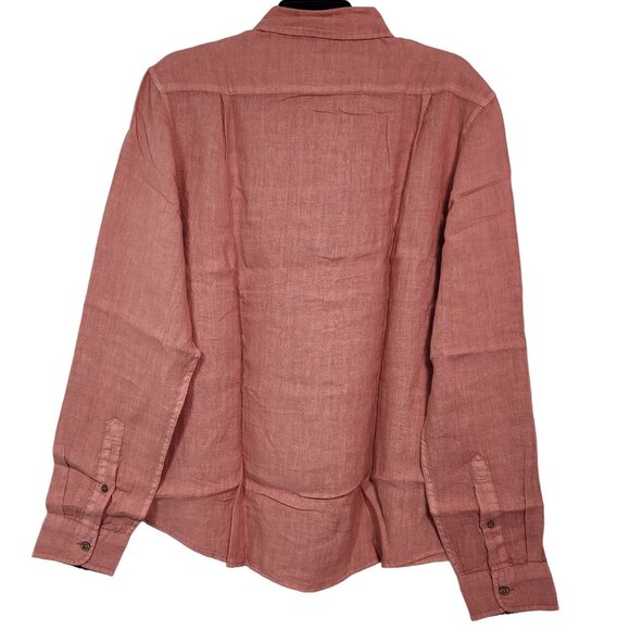 Tailor Vintage Men's Pure Tec Button Down Shirt Dusty Rose Linen Size Medium - Picture 2 of 9